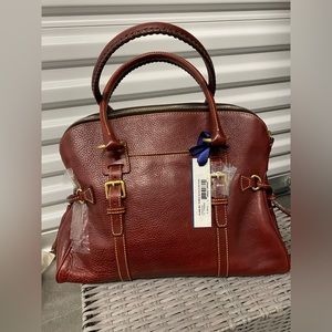 Dooney & Bourke Burgundy Florentine Domed Buckle Satchel